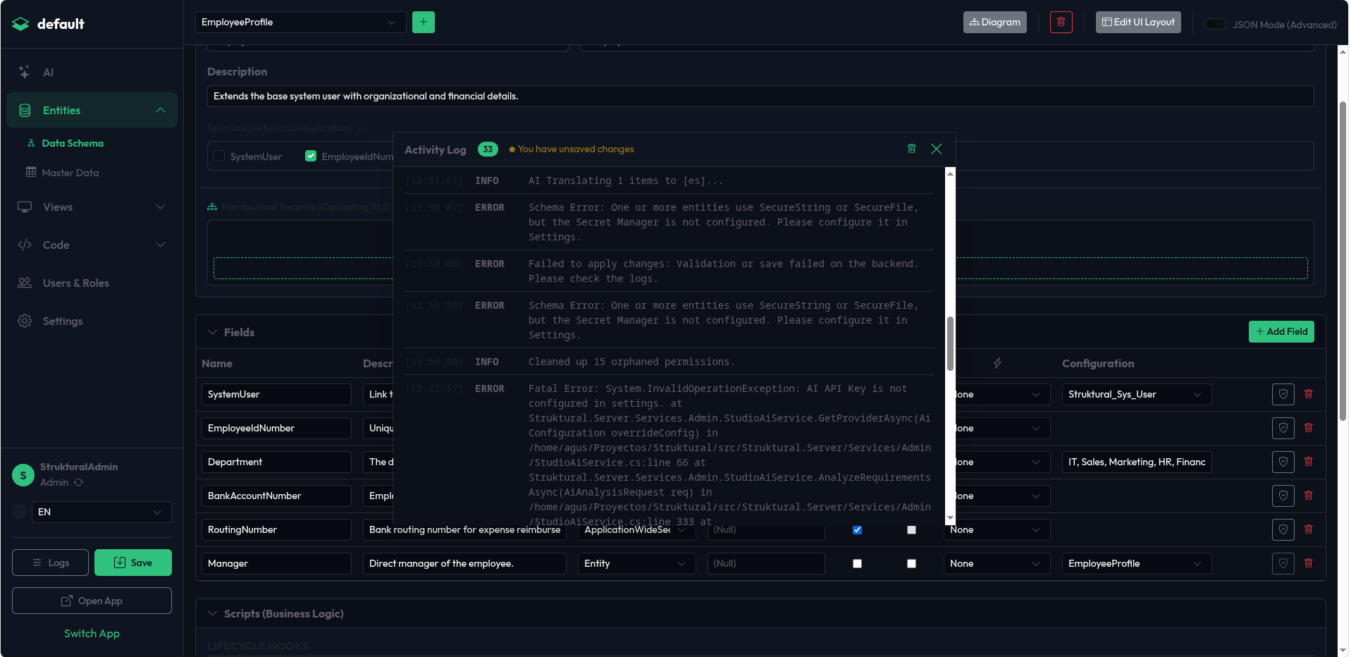 Activity Log Overlay