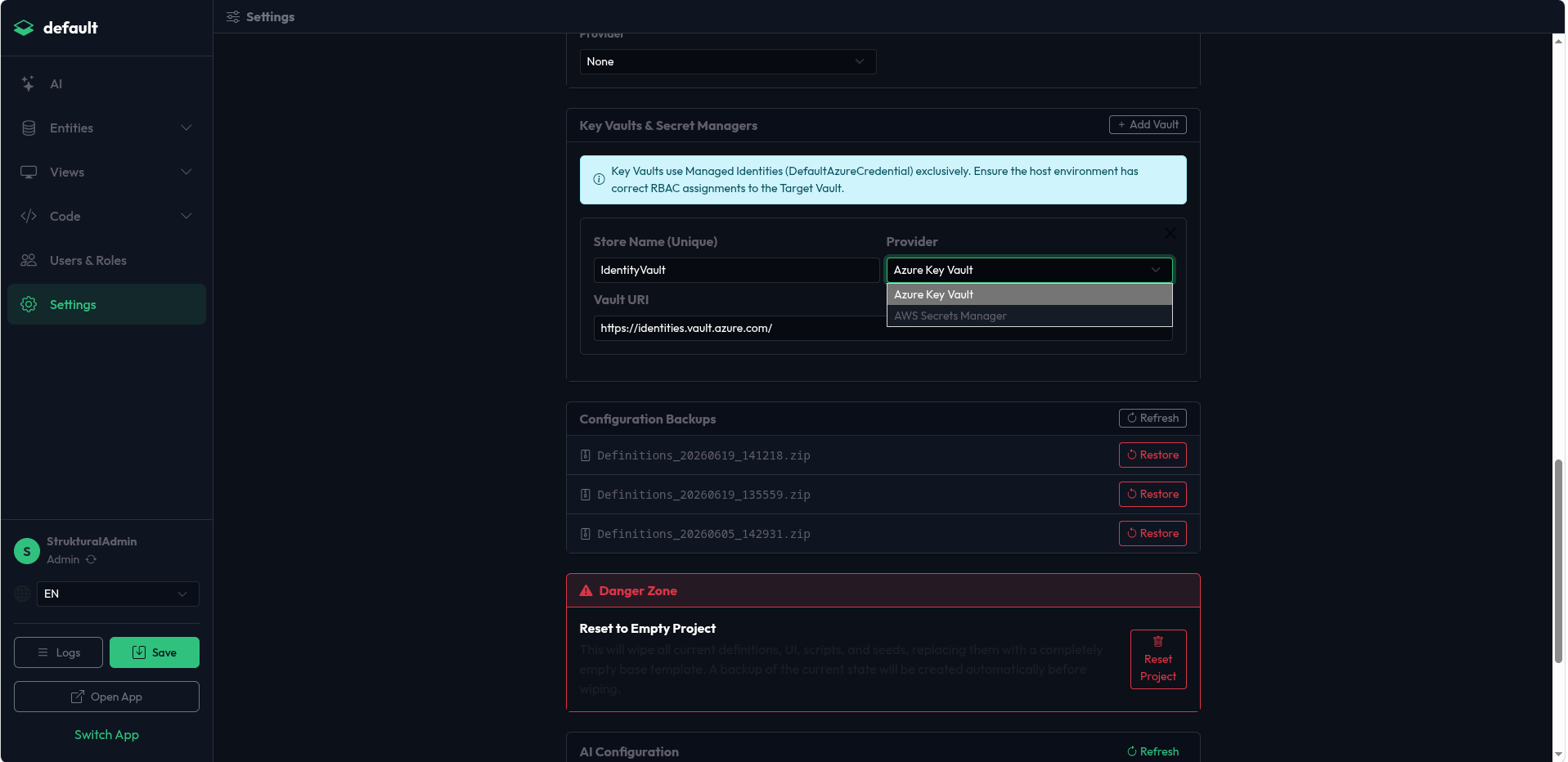 Key Vaults Configuration